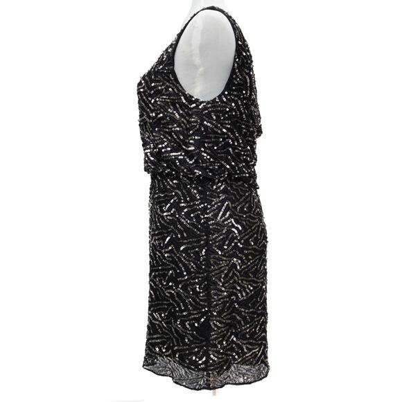 Alice + Olivia Holiday New Year's Eve Black Sequin Cowl Back Mini Dress Size 4 - Picture 2 of 11